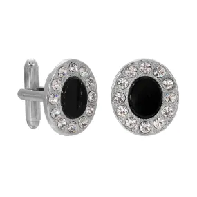 1928 Jewelry Oval Stone Crystal Cufflinks