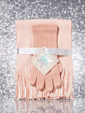 2-Piece Stripe Scarf & Gloves Gift Set