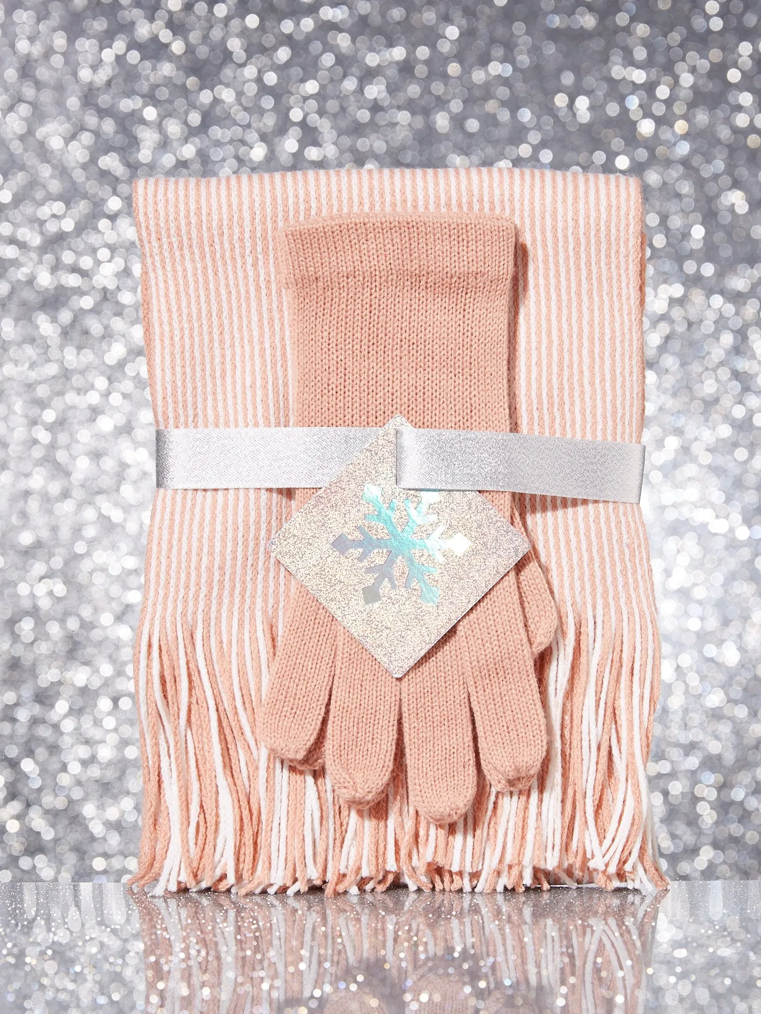2-Piece Stripe Scarf & Gloves Gift Set