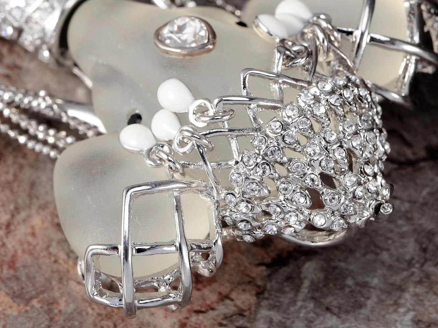 Alilang Silvery Tone Clear Crystal Colored Rhinestones Matte Elephant Crown Brooch Pin Silver