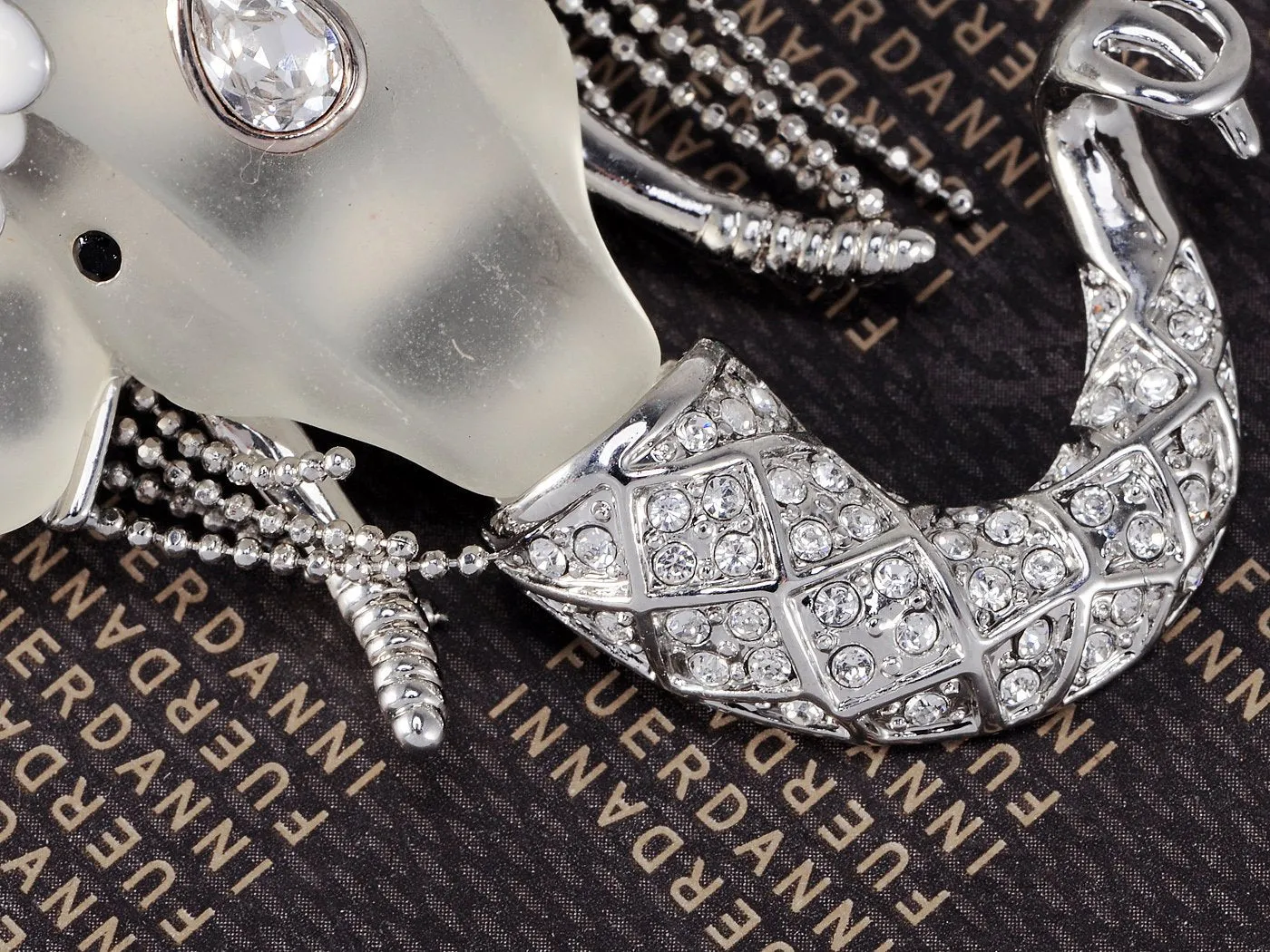 Alilang Silvery Tone Clear Crystal Colored Rhinestones Matte Elephant Crown Brooch Pin Silver