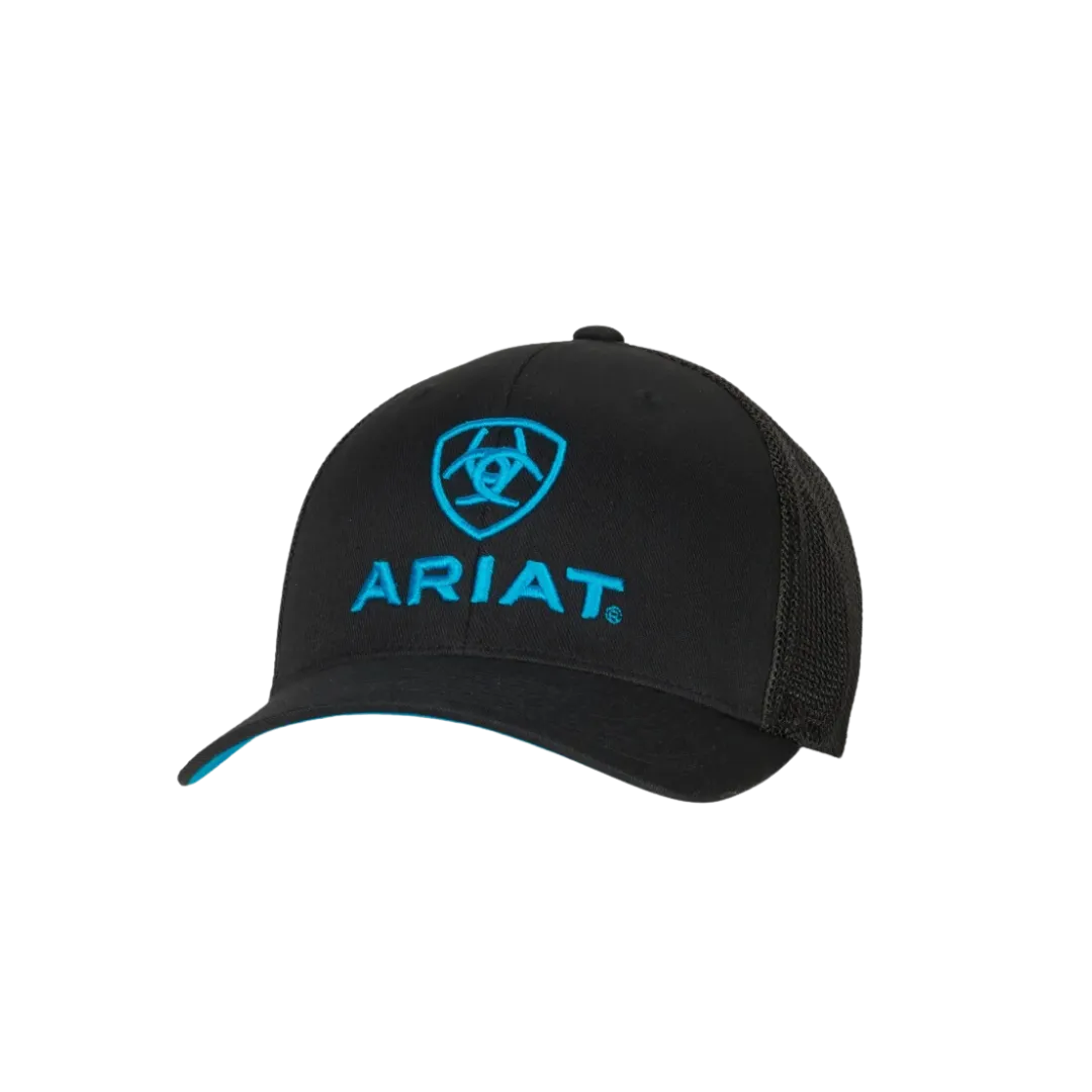 Ariat Men's Black Logo Mesh Side Flex Turquoise Cap