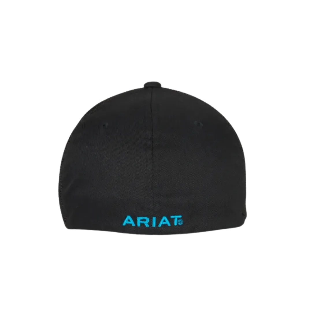 Ariat Men's Black Logo Mesh Side Flex Turquoise Cap