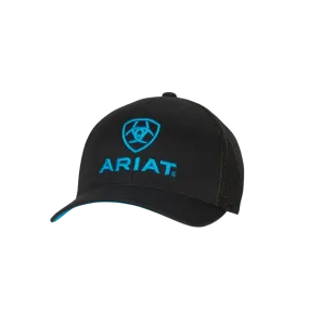 Ariat Men's Black Logo Mesh Side Flex Turquoise Cap