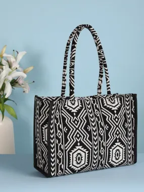 Black Printed Tote Bag