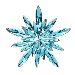 Blue Color Rhinestone Snowflake Brooch Winter