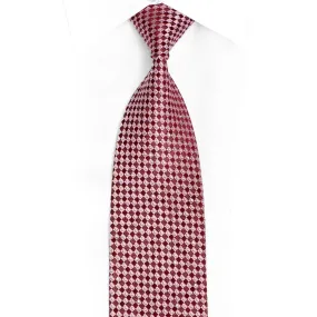 Burgundy Checkered Rhinestone Silk Necktie With Silver Sparkles