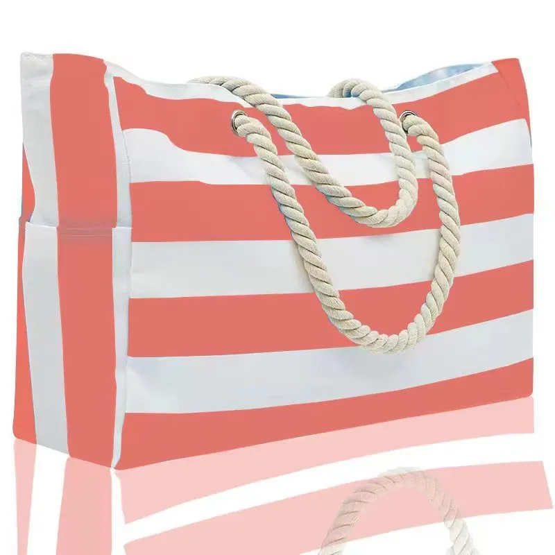 Canvas Striped Large Beach Traveling Bag