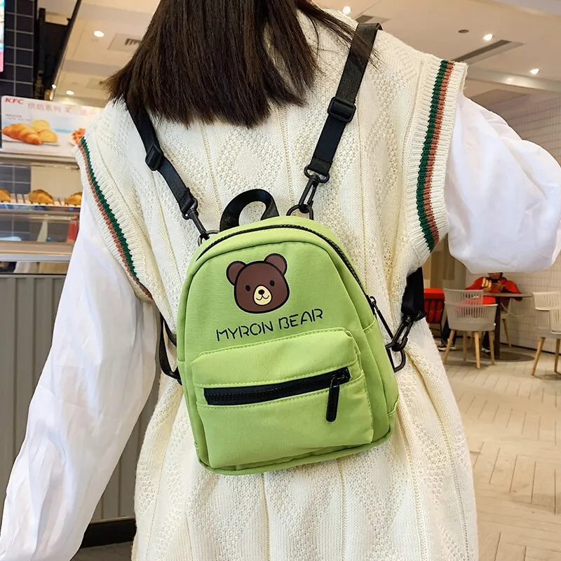 Christmas Gift New Japanese Style Small Backpack Cute Mini Bag Candy Color Canvas Fabric Mobile Phone Bag Suitable For Teenagers Girls Children