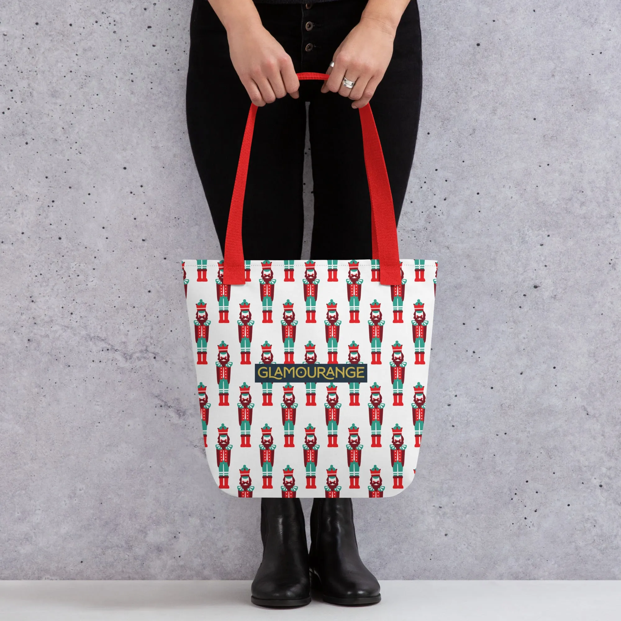 Christmas Tote Bag - Nutcracker (Glamourange Festive Pattern Christmas Tote Bags)