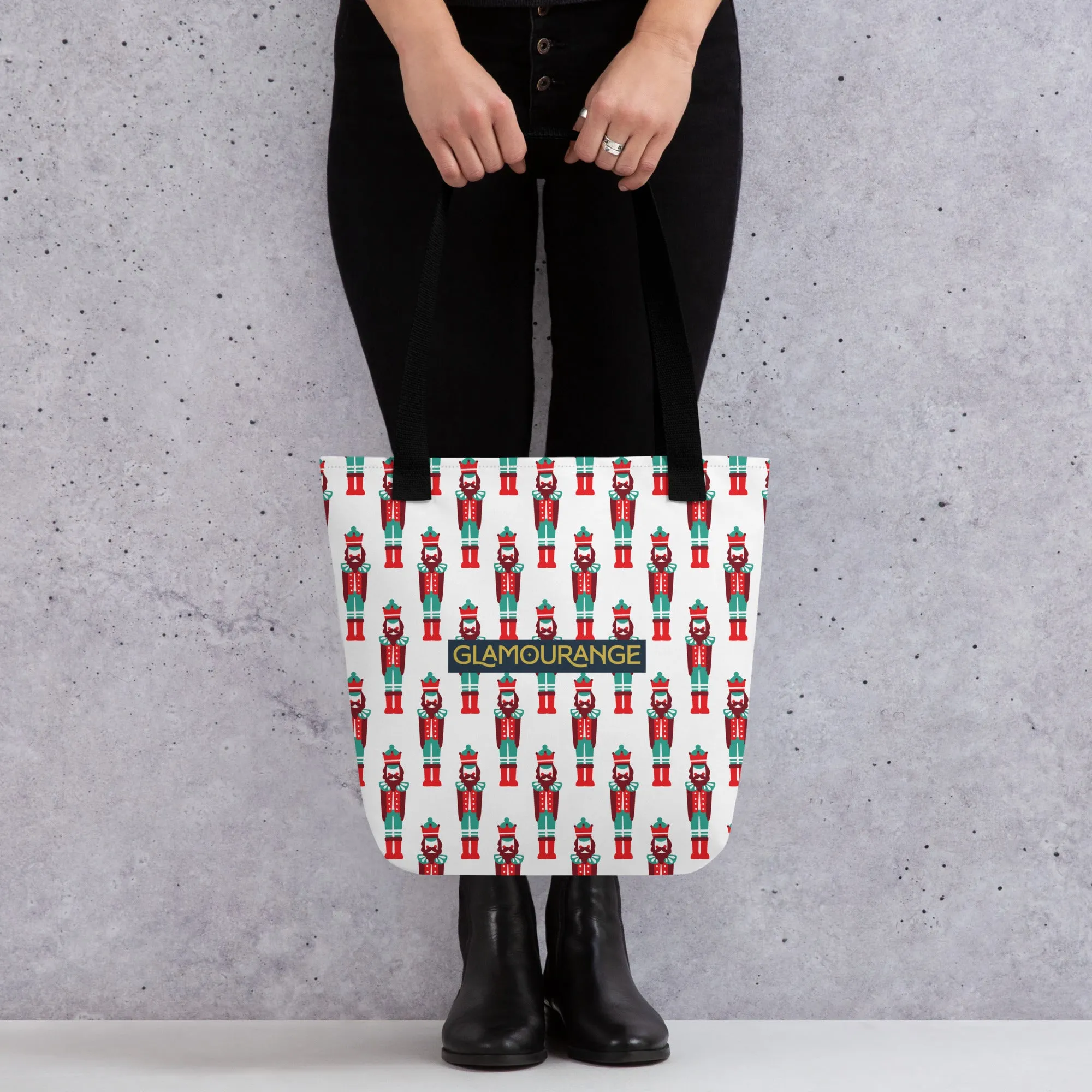 Christmas Tote Bag - Nutcracker (Glamourange Festive Pattern Christmas Tote Bags)