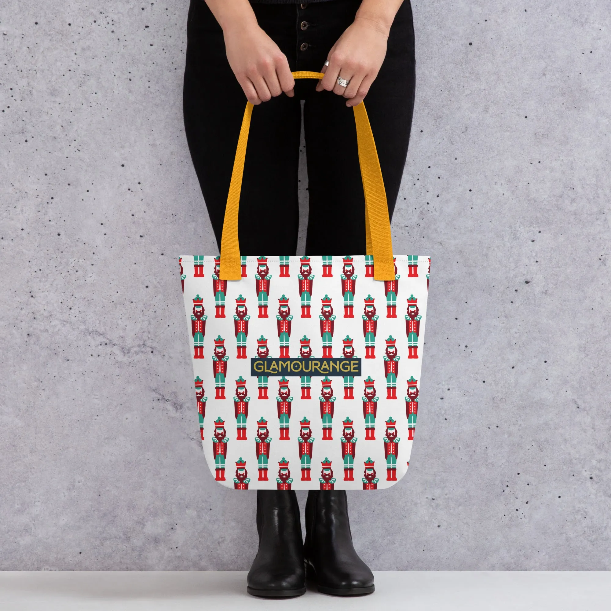 Christmas Tote Bag - Nutcracker (Glamourange Festive Pattern Christmas Tote Bags)