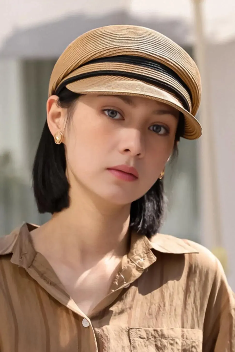 Classic Straw Newsboy Cap