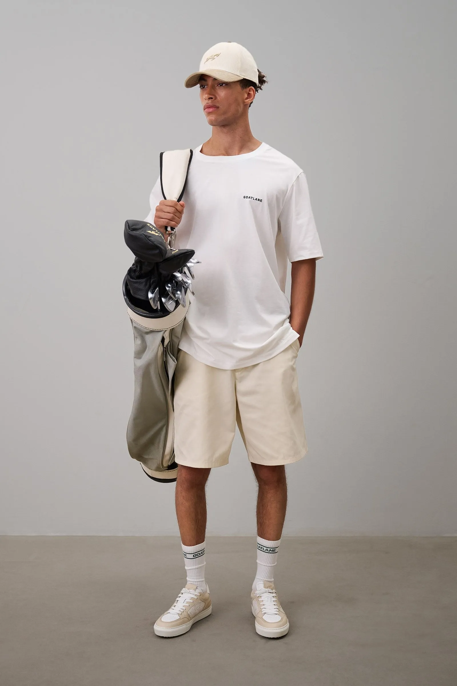 Corduroy Cream & Beige Golf Hat