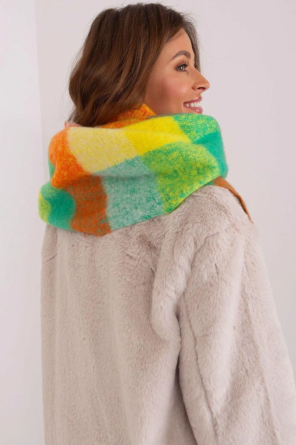 Cozy Colorful Plaid Shawl with Elegant Tassels