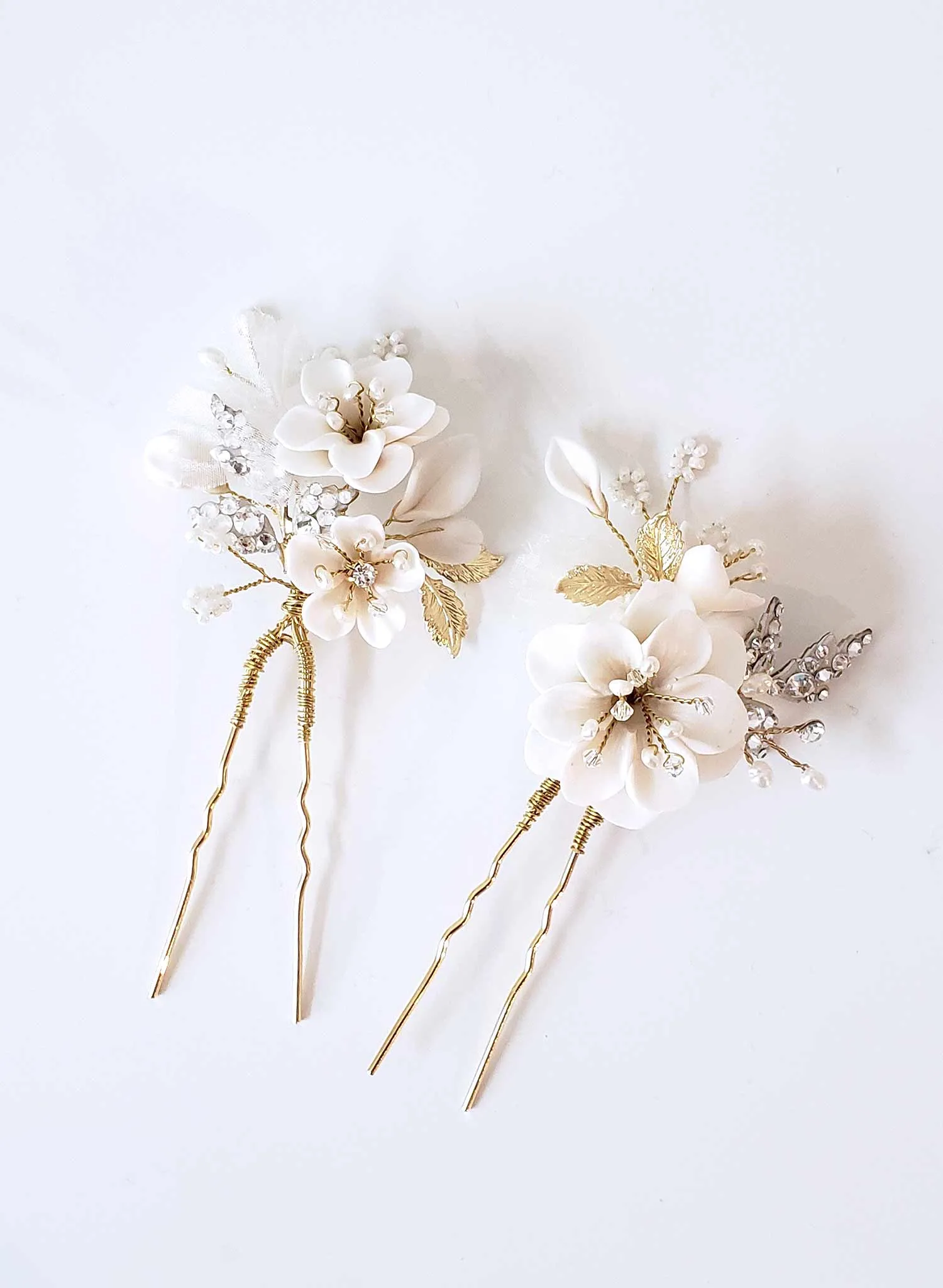 Creamy blossom hair pin set of 2 - Style #925