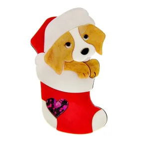 Cute Acrylic Christmas Decoration  Puppy Brooch Acetate Fiber Dog Pin Socks Design Jewelry