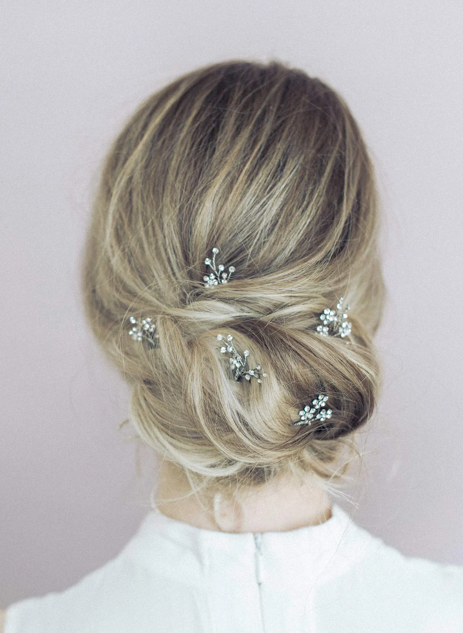Dainty rhinestone blossom hair pin set of 5 - Style #904