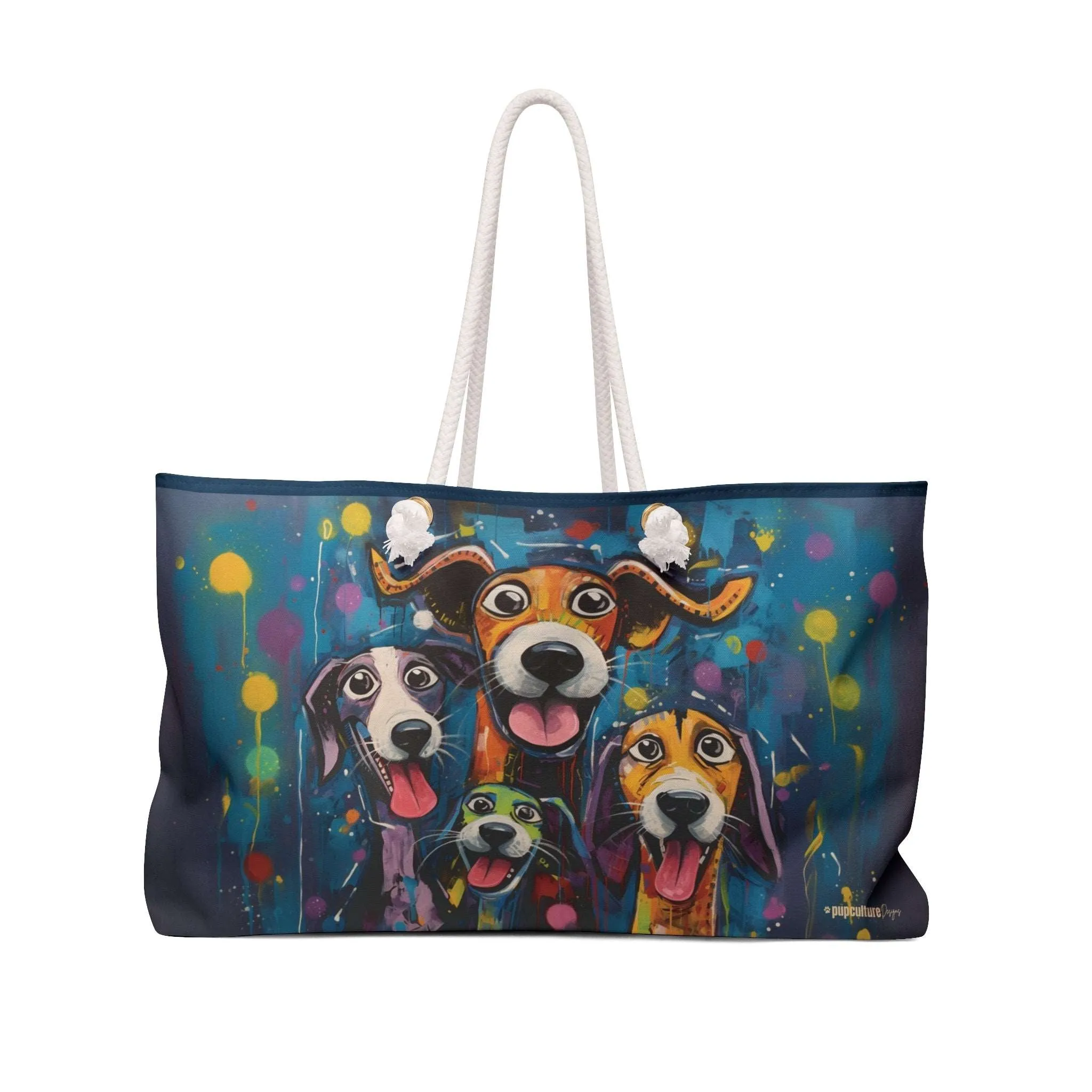 Dinner Time! Dog Art Original Design Weekender Wide Tote Bag