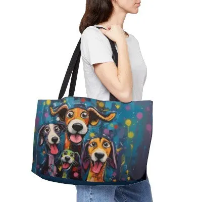 Dinner Time! Dog Art Original Design Weekender Wide Tote Bag