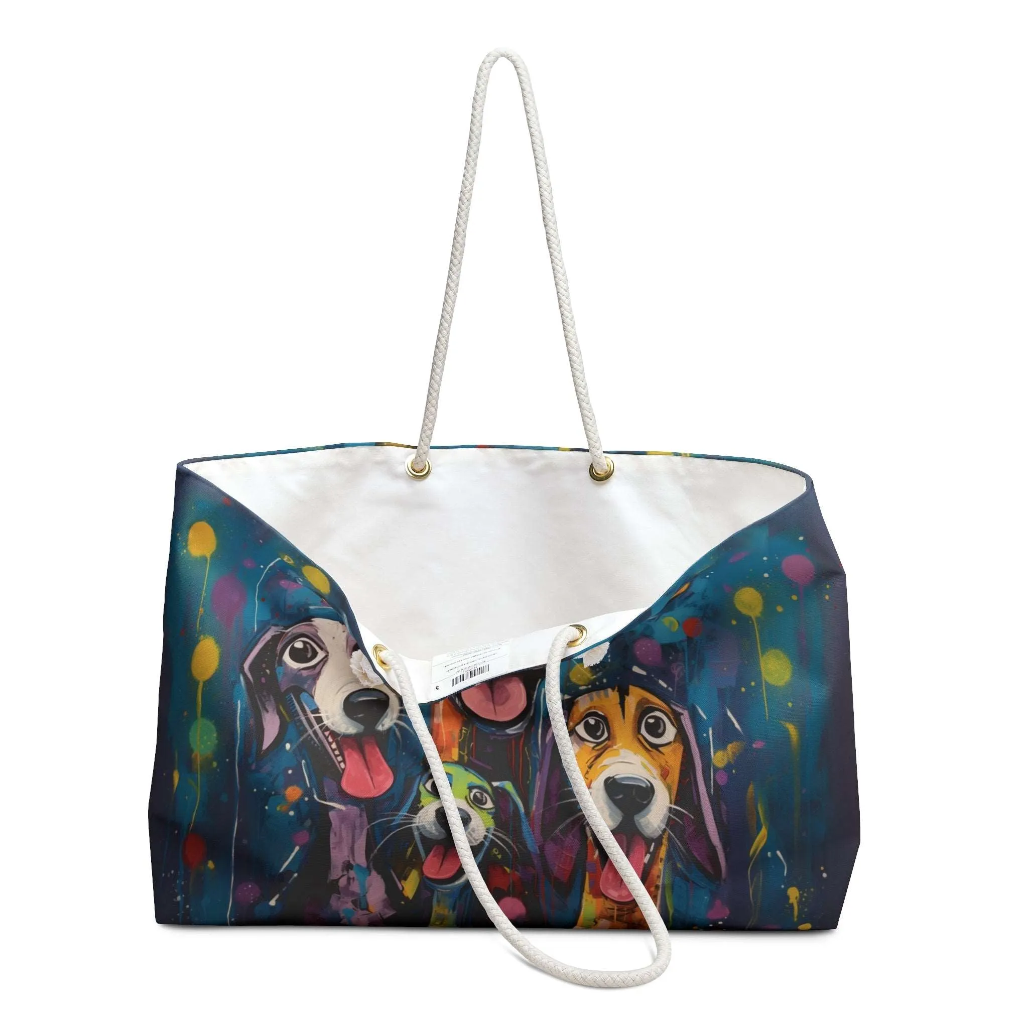 Dinner Time! Dog Art Original Design Weekender Wide Tote Bag