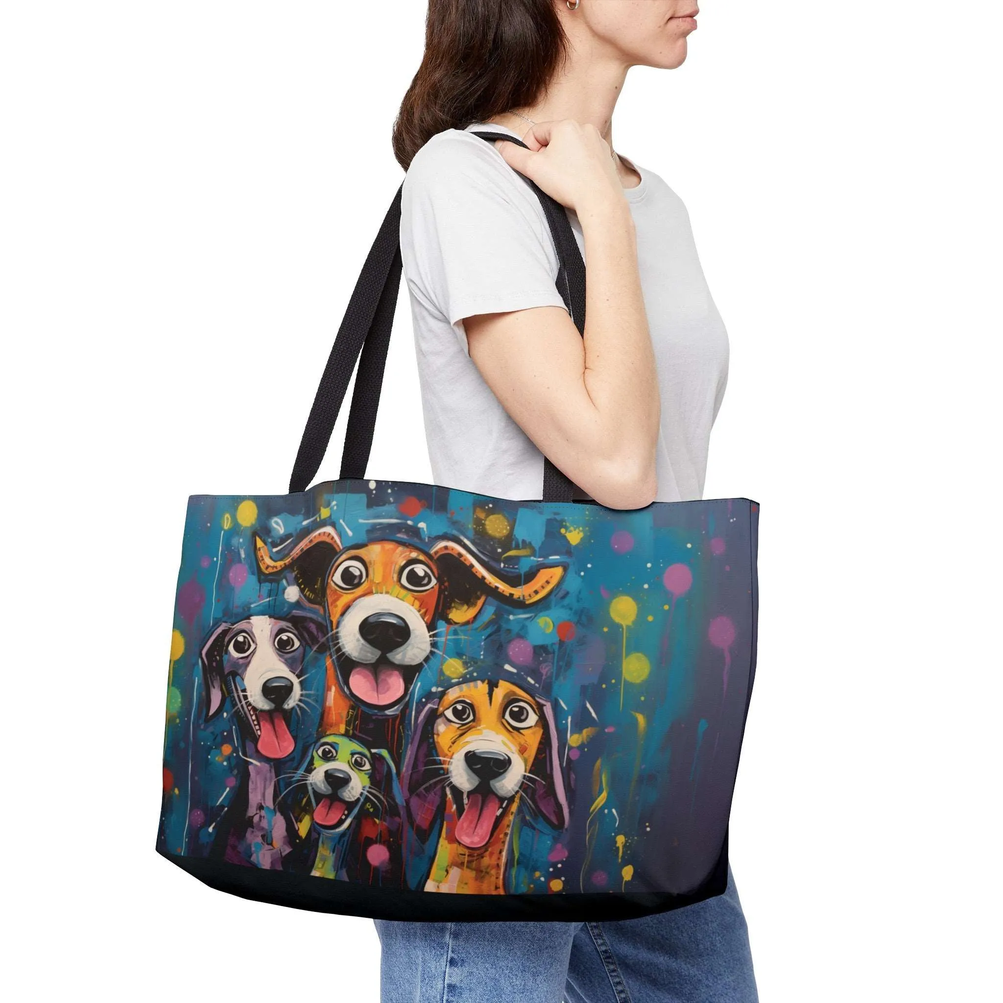 Dinner Time! Dog Art Original Design Weekender Wide Tote Bag