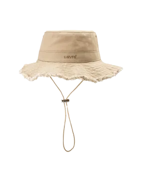 Drawstring Bucket Hat in Cream