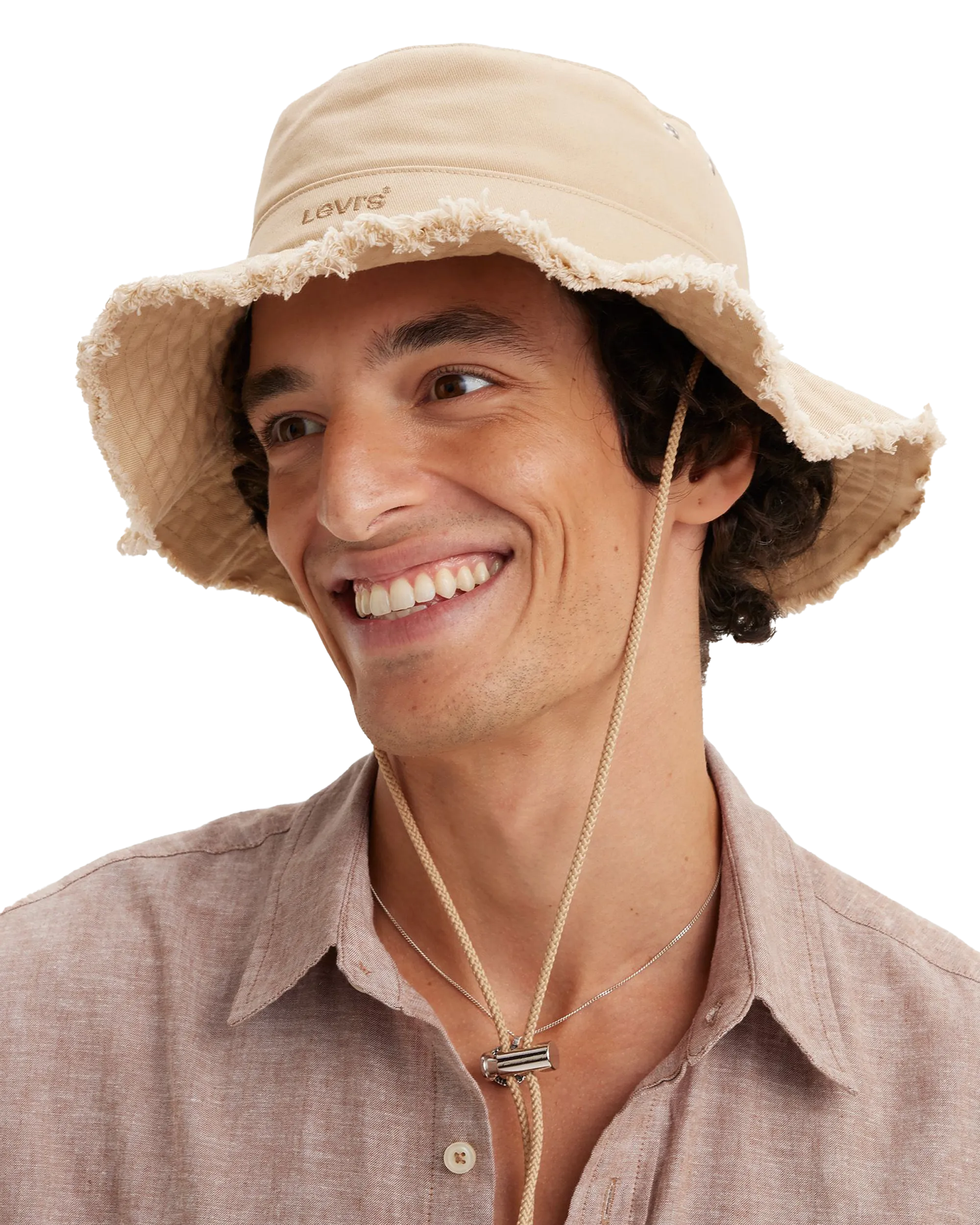 Drawstring Bucket Hat in Cream
