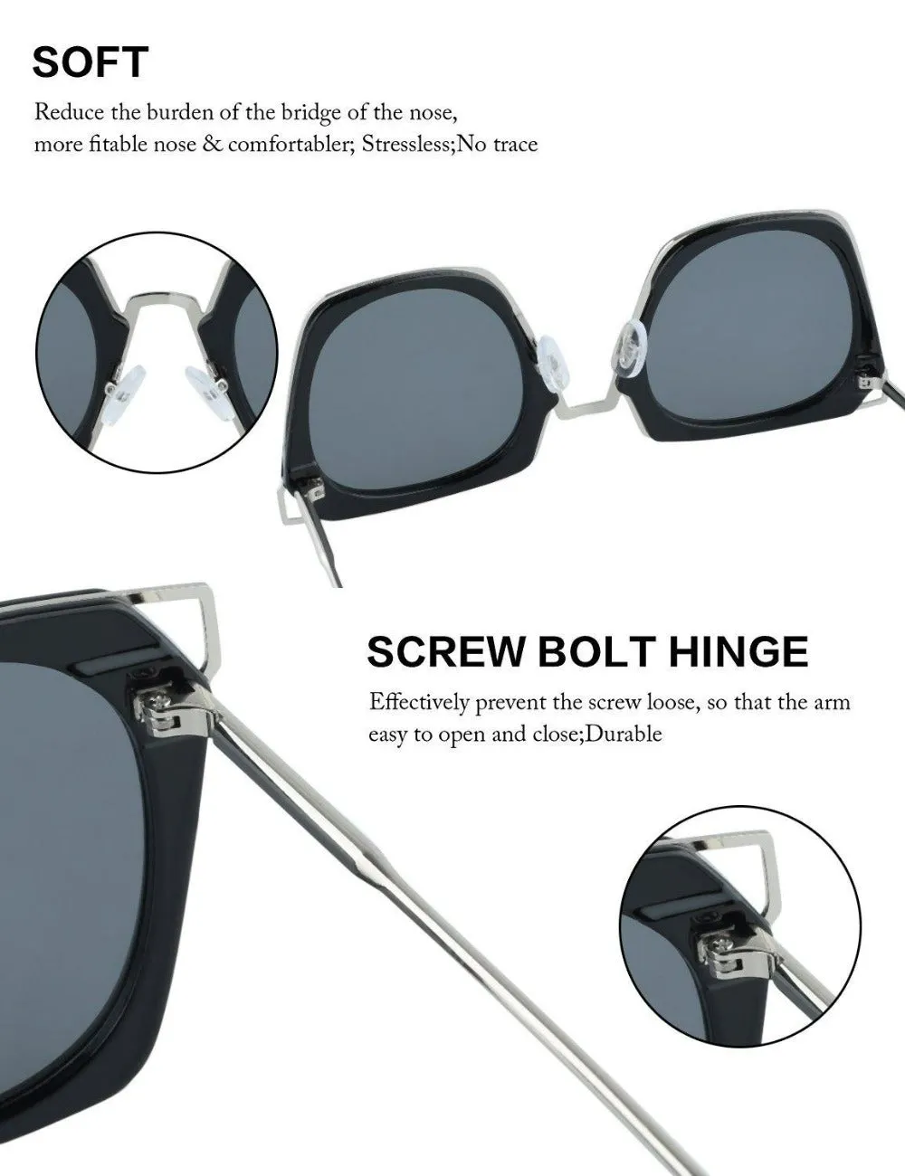 DUCO Classic Vintage Cateye Polarized Sunglasses For Women W001