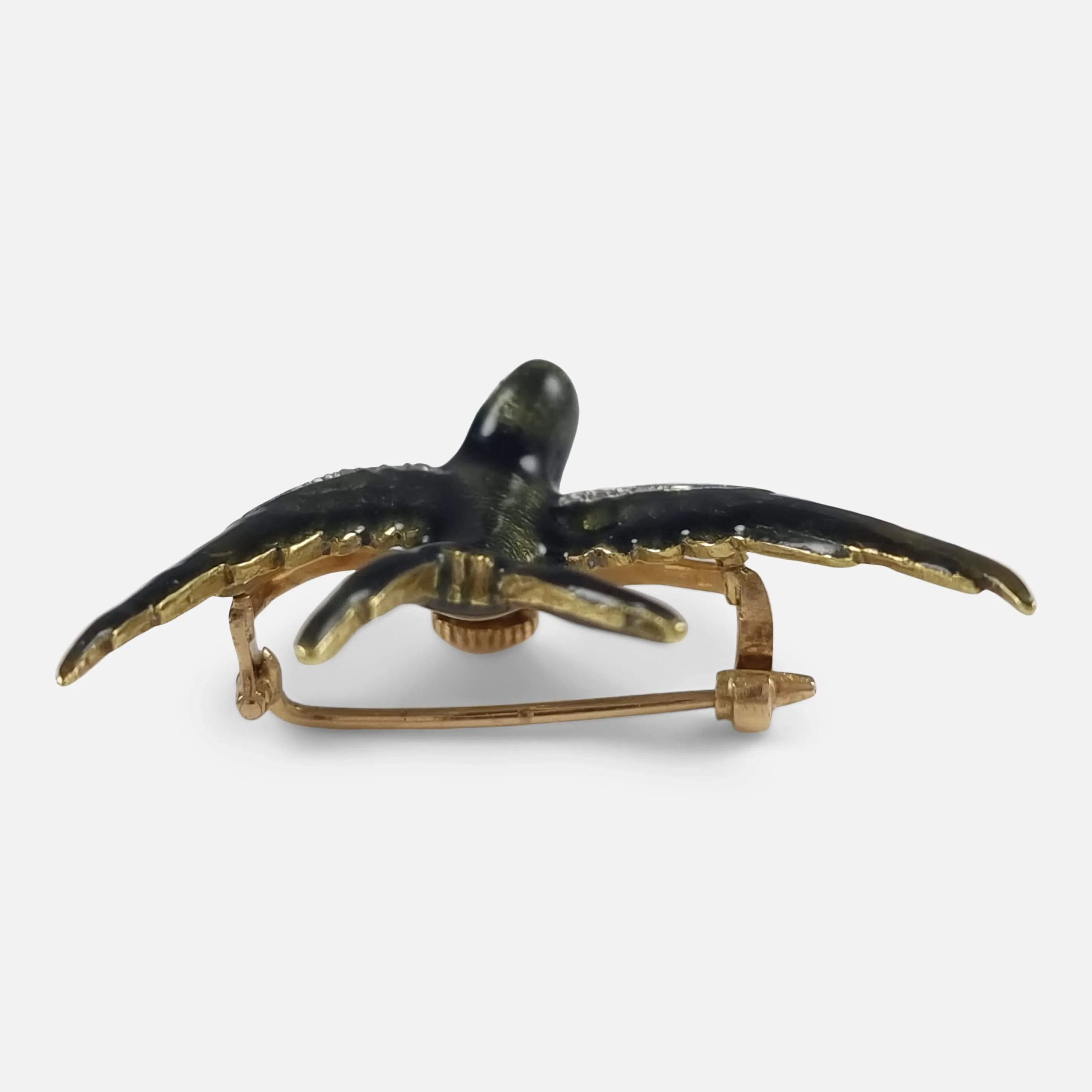 Early 20th Century Pearl and Diamond Swallow Brooch
