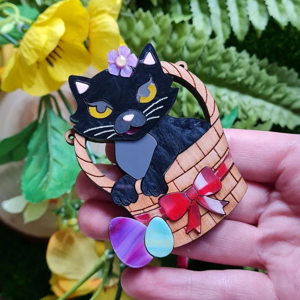 Easter Kitten Brooch by Cherryloco Jewellery