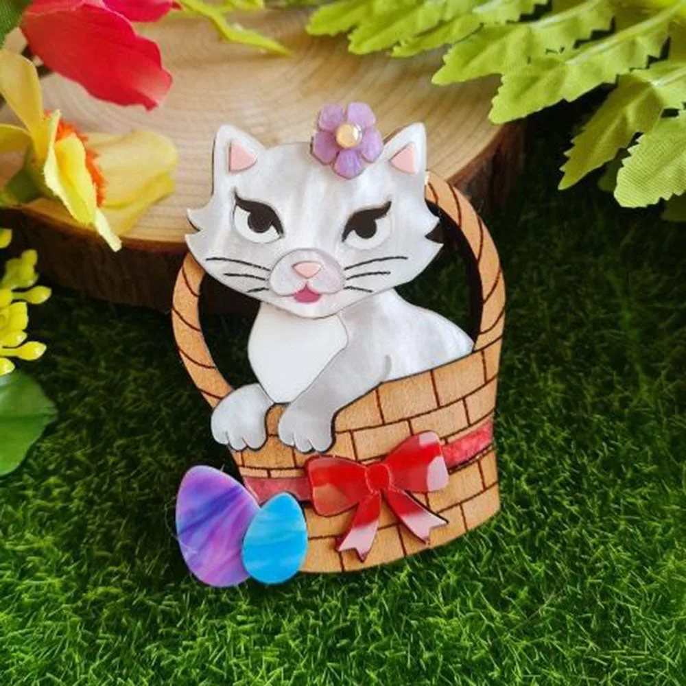 Easter Kitten Brooch by Cherryloco Jewellery