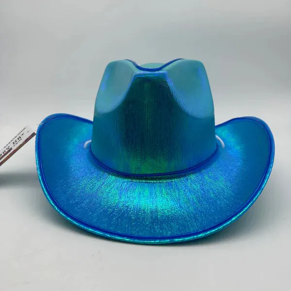 EL WIRE Light Up Iridescent Space Blue Cowboy Hat - Pack of 3 Hats