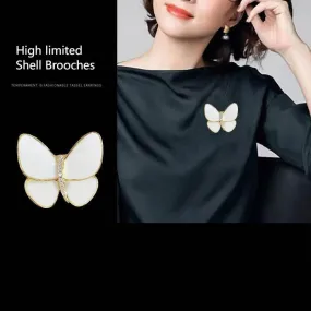 Elegant Shell Butterfly Brooch Exquisite Suit Rhinestone Brooches