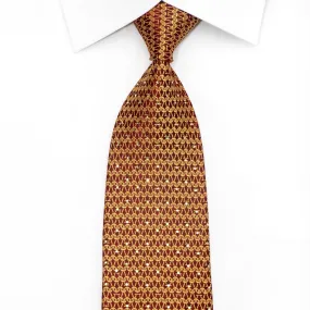 Elle Homme Men's Crystal Necktie Golden Chain Mail On Burgundy Silk With Rhinestones