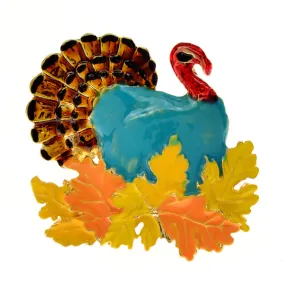 Enamel Turkey Pin Animal Brooch Colorful Winter Accessories