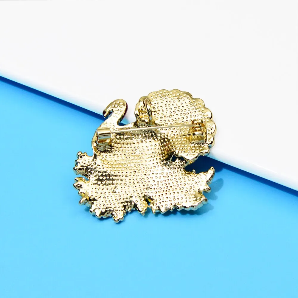 Enamel Turkey Pin Animal Brooch Colorful Winter Accessories