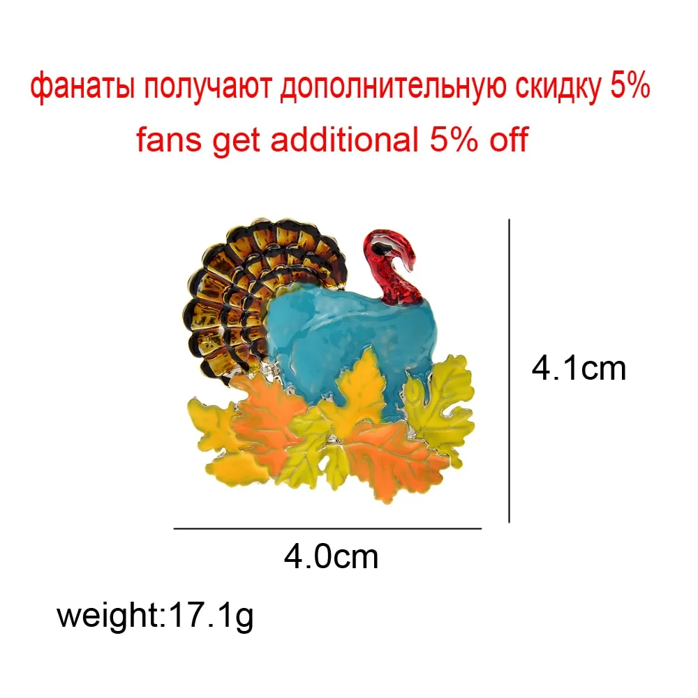 Enamel Turkey Pin Animal Brooch Colorful Winter Accessories