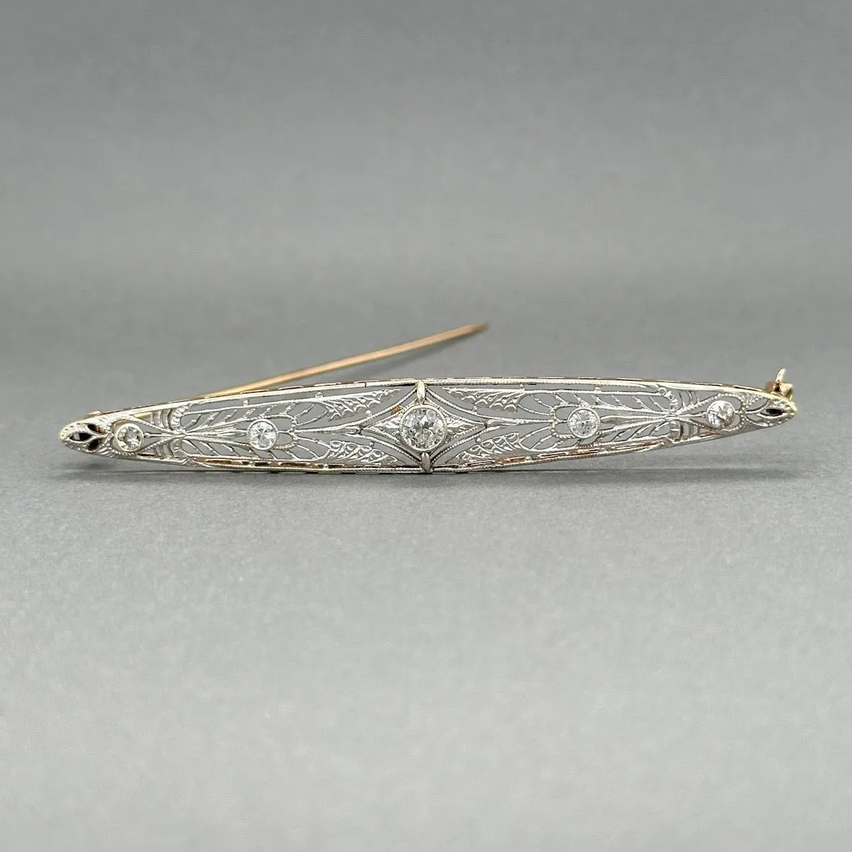 Estate 14K TT Gold Art Deco 0.54ctw H-I/SI1-2 Diamond Pin