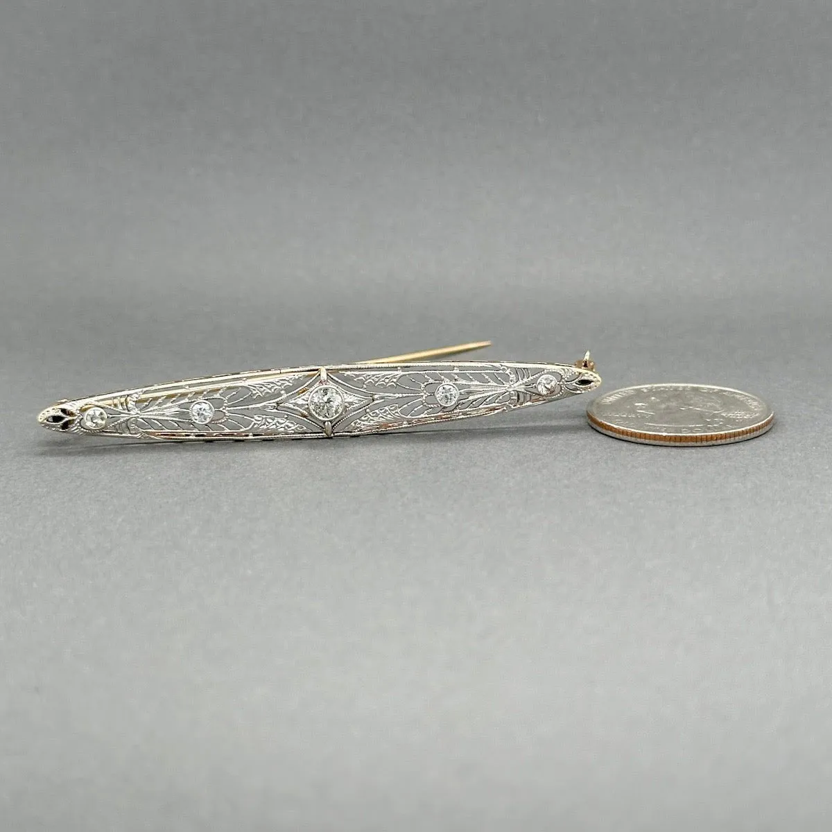 Estate 14K TT Gold Art Deco 0.54ctw H-I/SI1-2 Diamond Pin