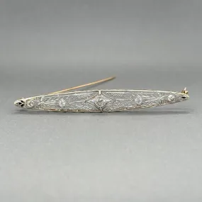 Estate 14K TT Gold Art Deco 0.54ctw H-I/SI1-2 Diamond Pin
