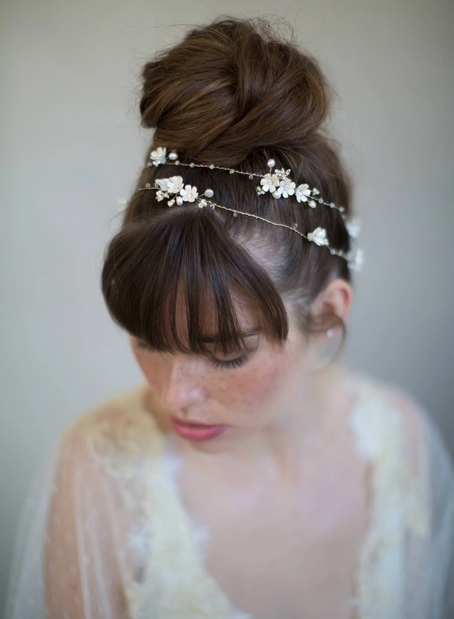 Extra long porcelain blossom hair vine - Style #7008