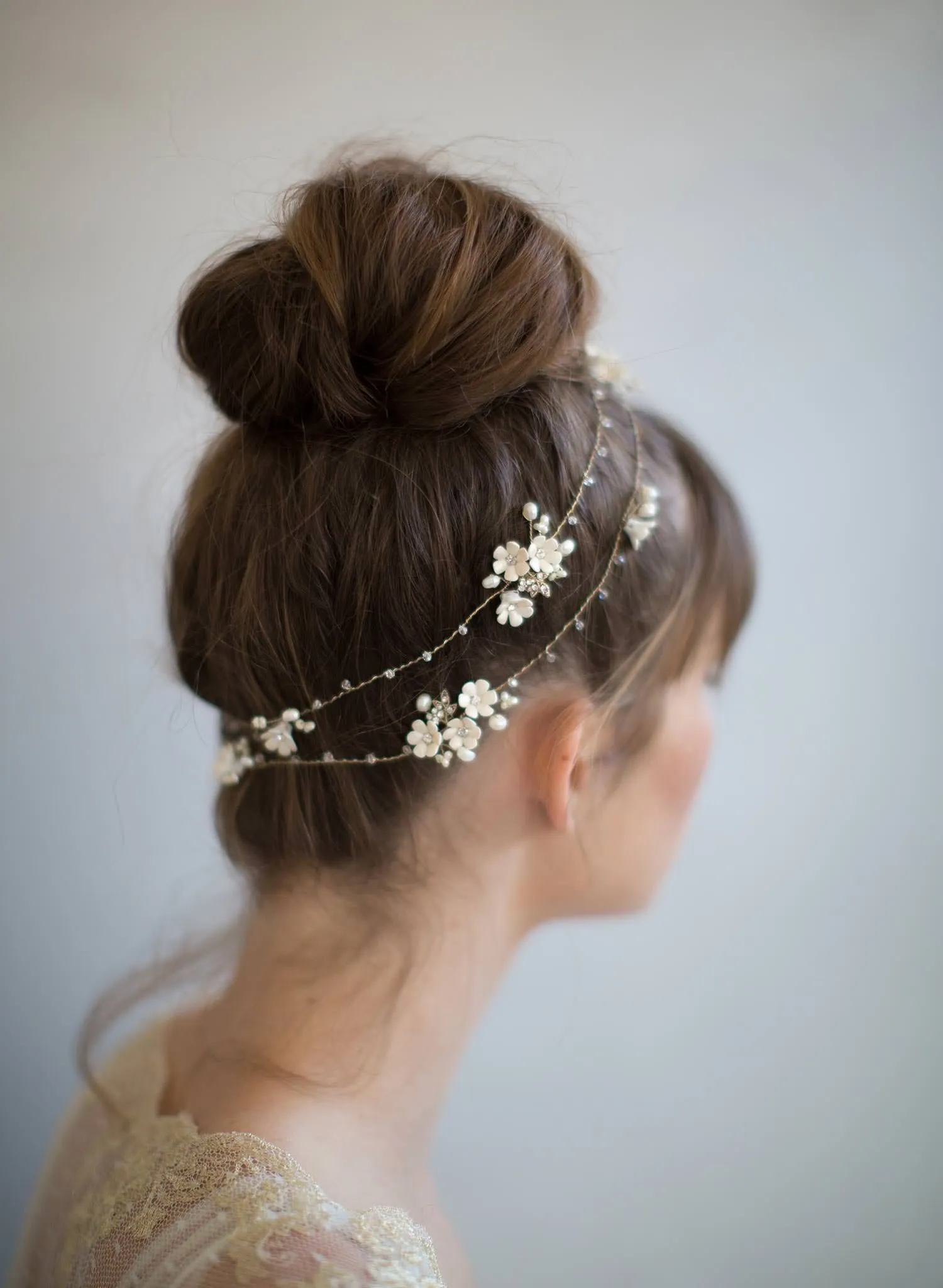 Extra long porcelain blossom hair vine - Style #7008