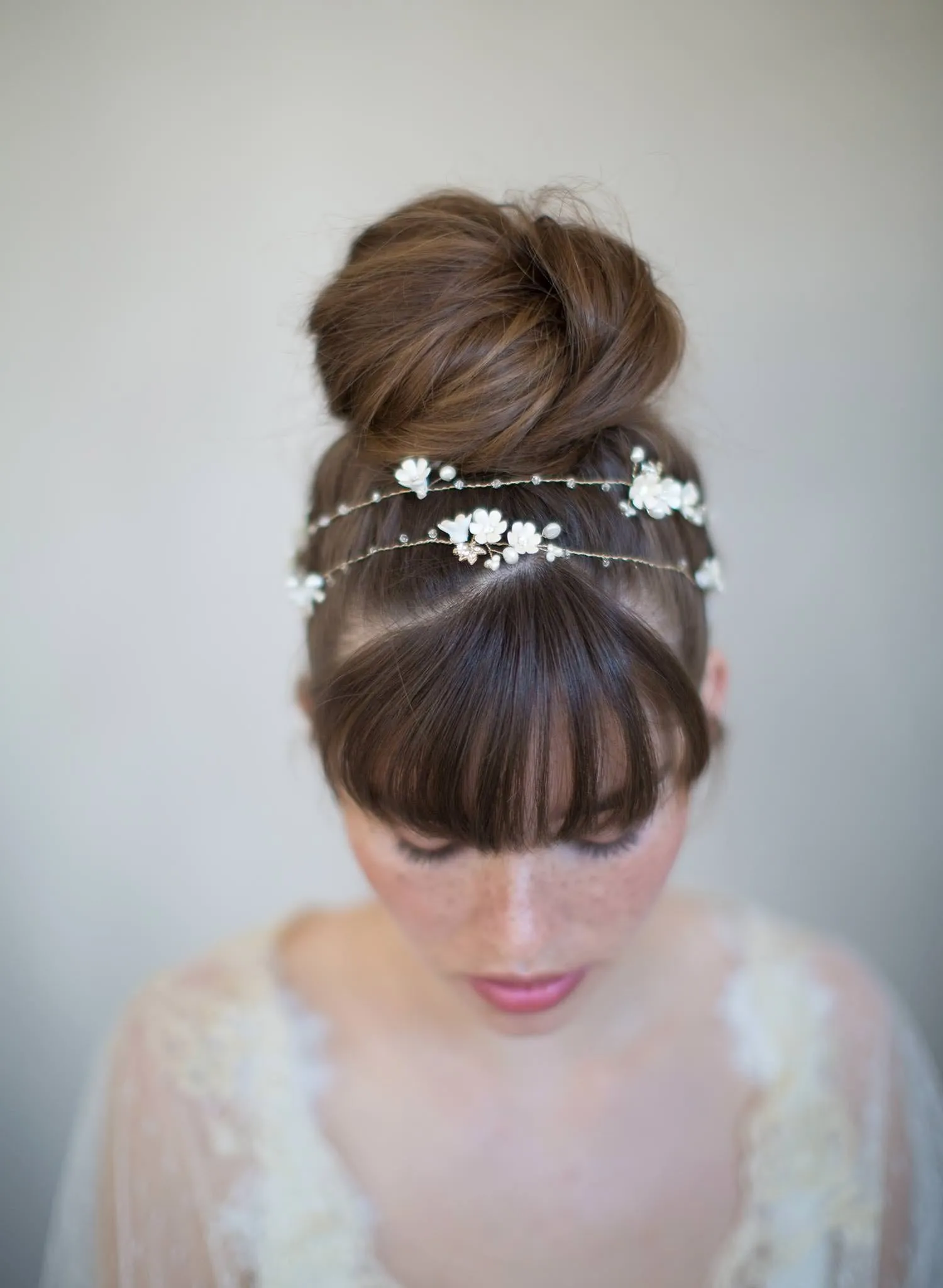 Extra long porcelain blossom hair vine - Style #7008