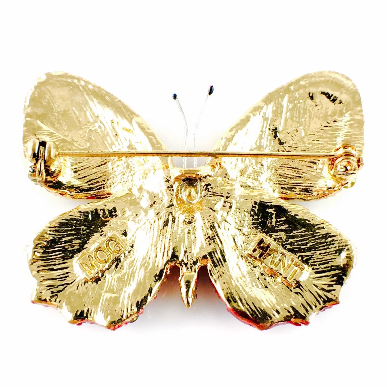 Fairy Butterfly Brooch Swarovski Crystal gold base multi colors Yellow Orange Fuchsia Purple