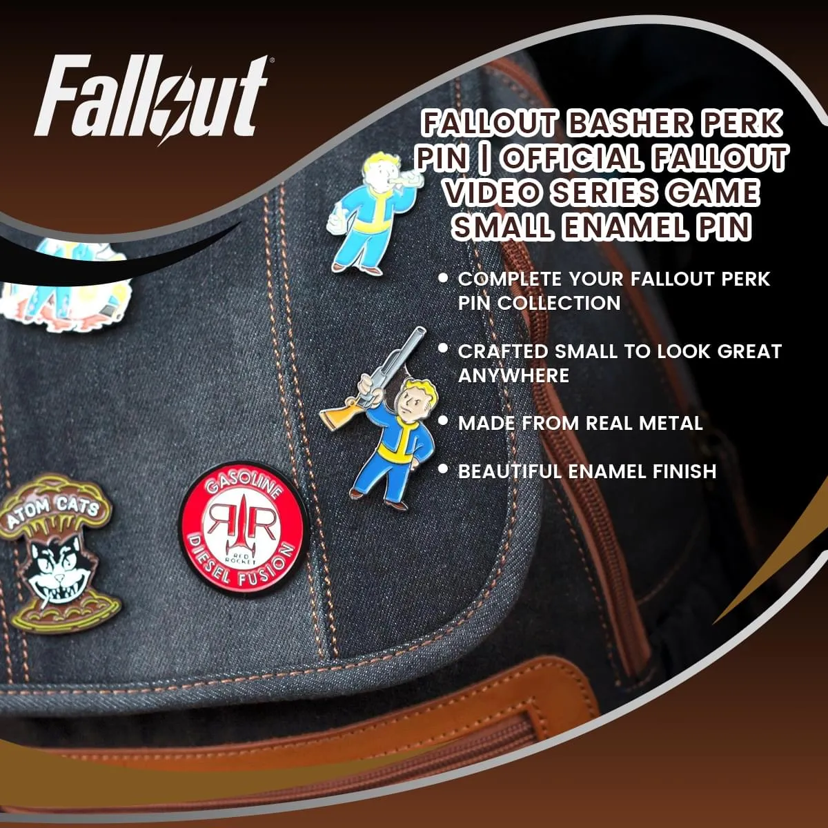 Fallout Basher Perk Pin | Official Fallout Video Series Game Small Enamel Pin