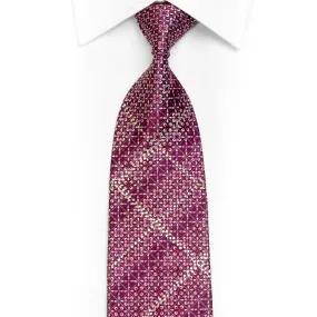 Floral Trellis On Purple Rhinestone Silk Necktie With Sparkles