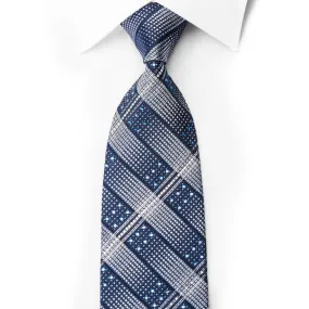 Franco Ferraro Rhinestone Silk Necktie Silver Striped On Blue With Silver Sparkles