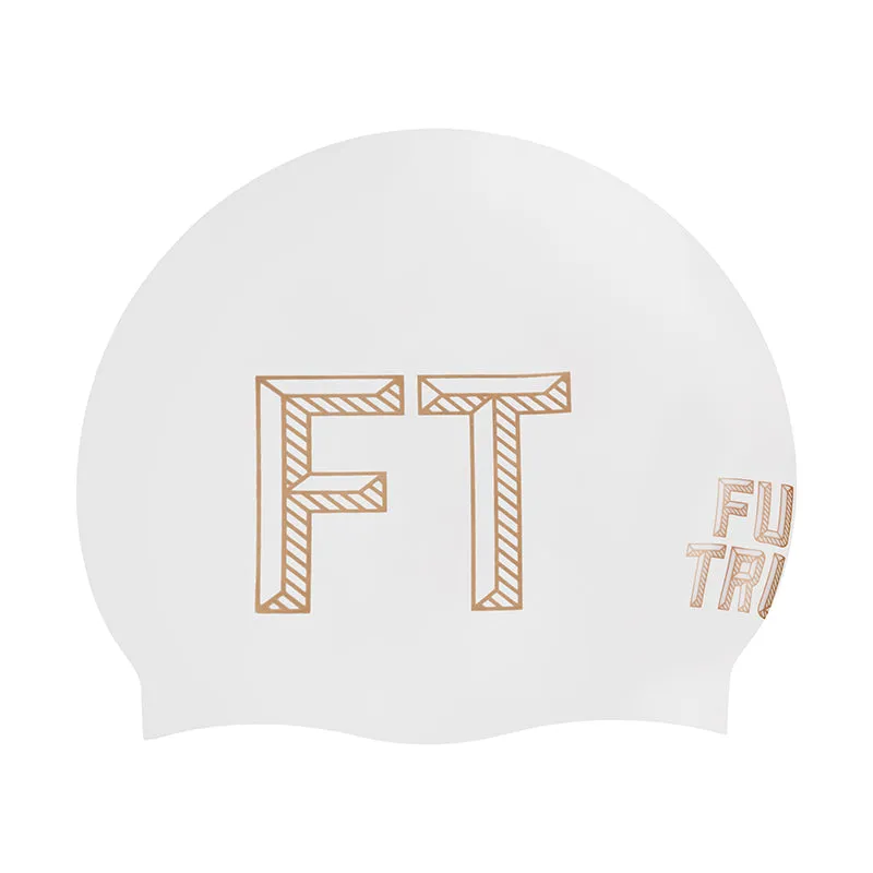 Funky Trunks - Stencilled White Seamless Silicon Swimming Cap