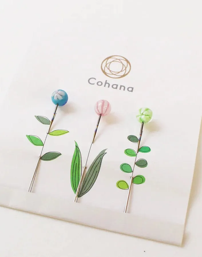 Glass Headed Flower Pins from Cohana